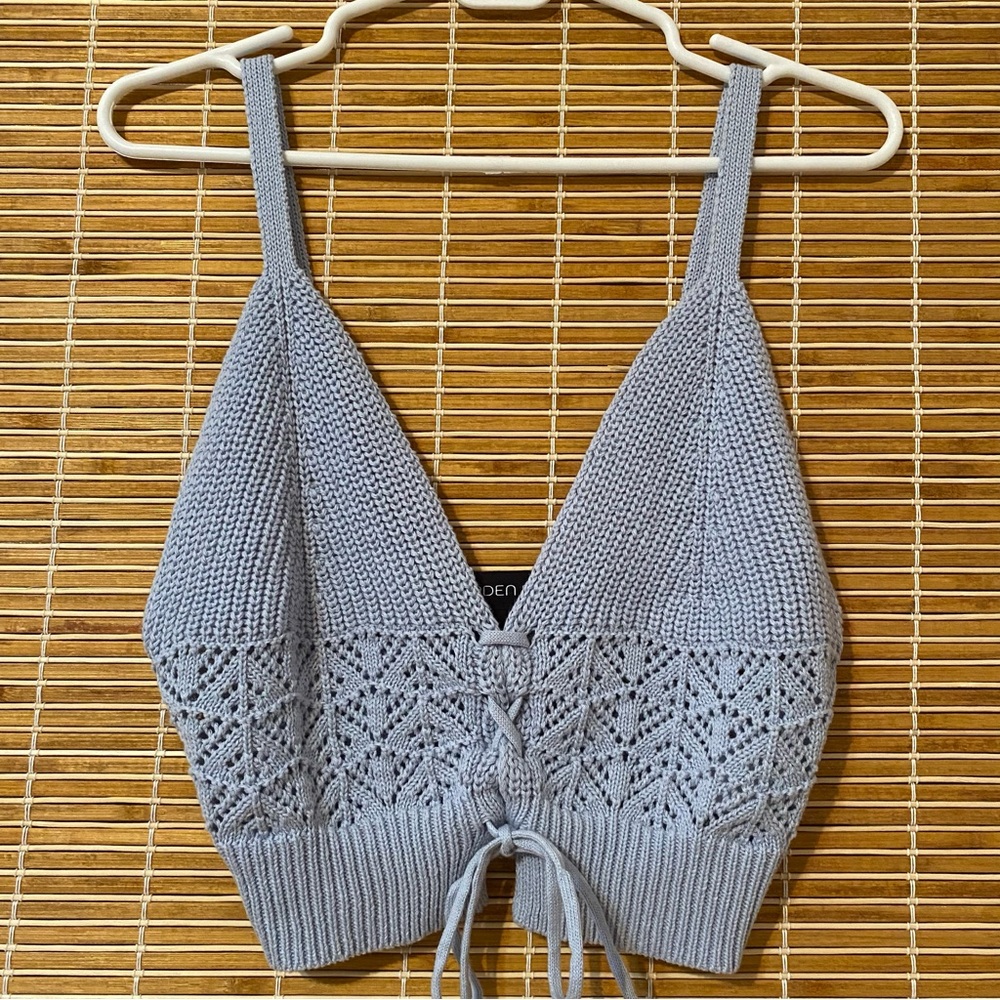 Arden B Light Blue Knit Crop Top Sweater